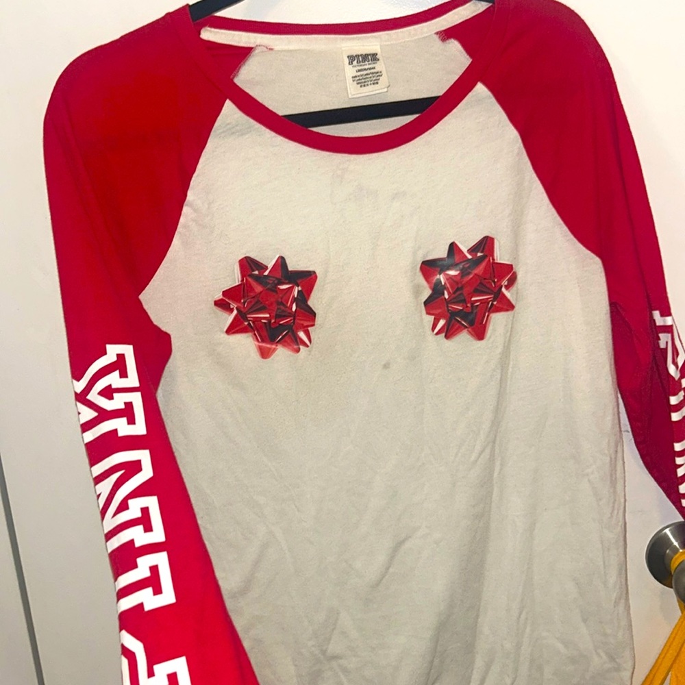 PINK Victoria's Secret holiday bow tee shirt